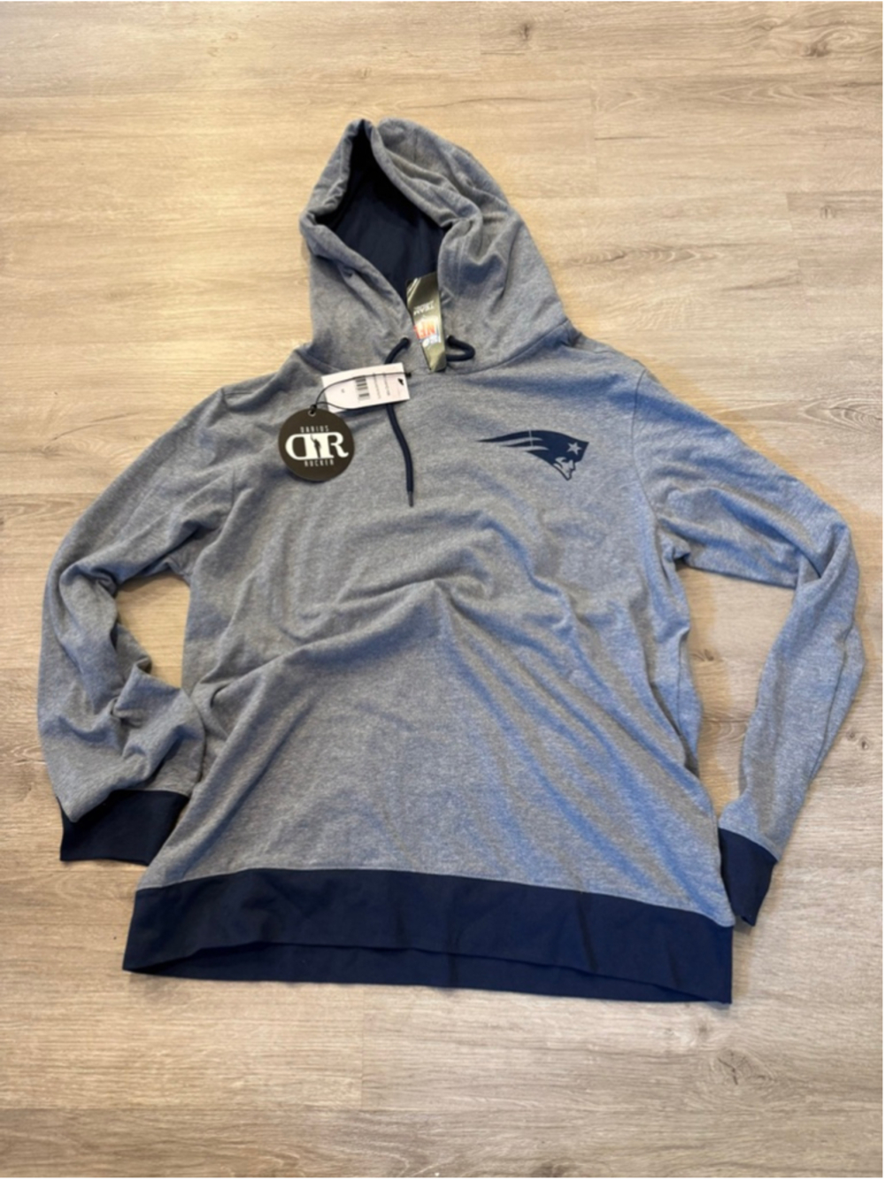 Men's Darius Rucker Gray Navy New England Patriots Hoodie M